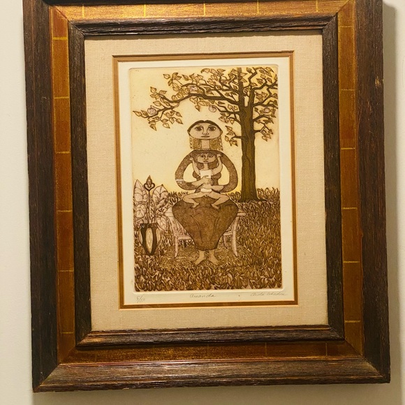 Aida Whedon “Amanda” Original Etching Signed & Numbered Very Rare 21”-18” Framed